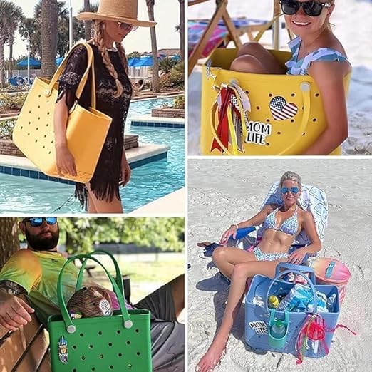 EVA Waterproof Beach Tote Bag Washable Durable Rubber Travel Handbag for Sports Gym Travel Market Outdoor_miki