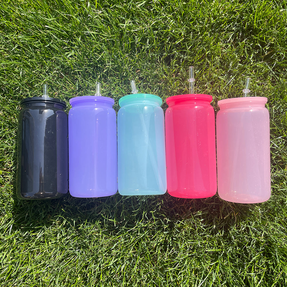 USA RTS macaron 16oz plastic cans with colorful lids and clear straw_miki