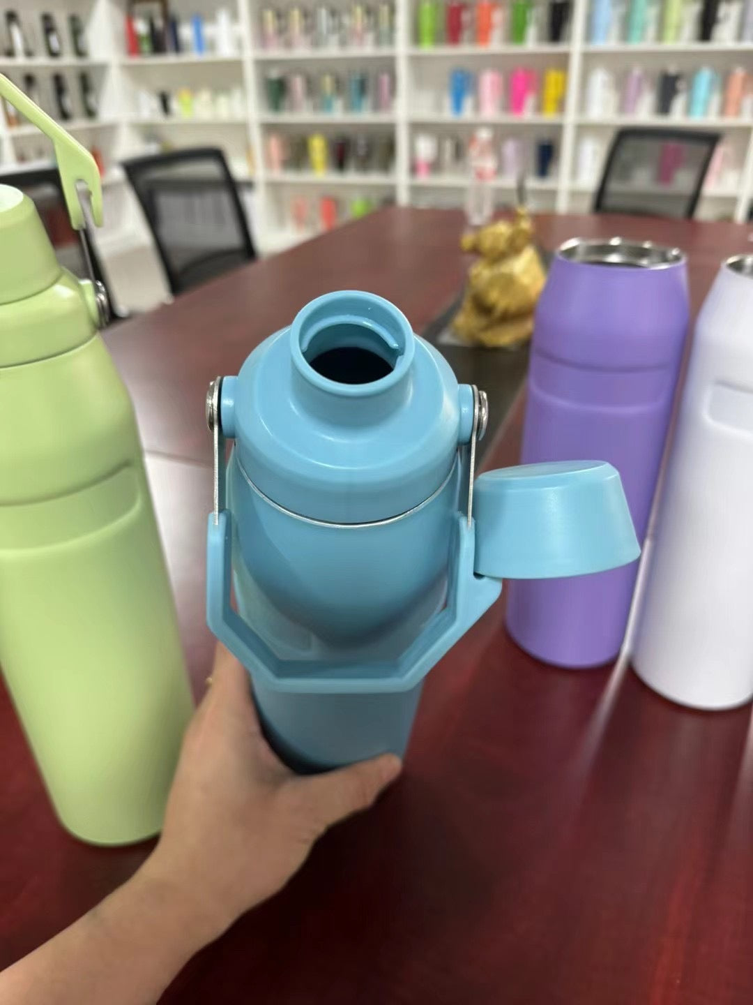 16oz 24oz 36oz powder coated stainless steel water bottle with flip straw_miki