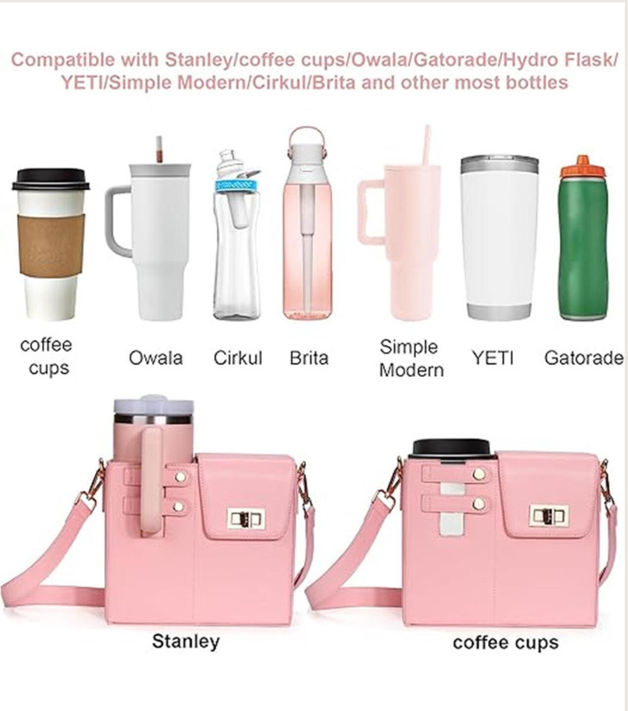 Crossbody Bag with Water Bottle Holder for 40oz tumbler with Adjustable Shoulder Strap_miki