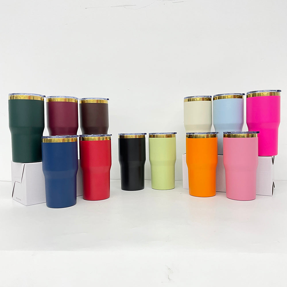 Mirror Gold Plated 20oz Powder Coated Coffee Travel Mug with Leak Proof Slide Lid for Laser Engraving_ miki