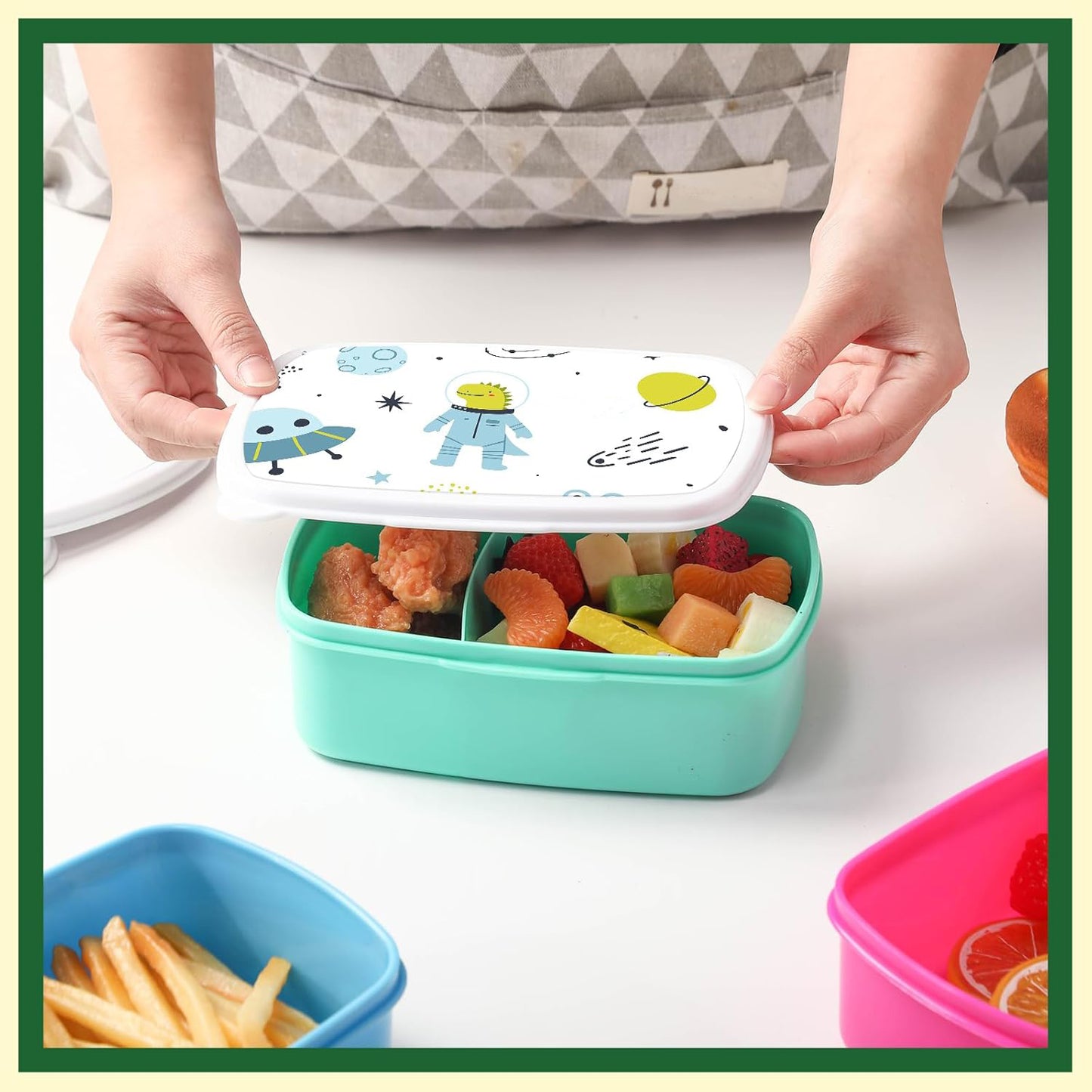Sublimation Lunch Box Kids Food Grade Plastic Bento Box with Compartment Bpa-free Food Containers for School, Work, Picnic_ miki