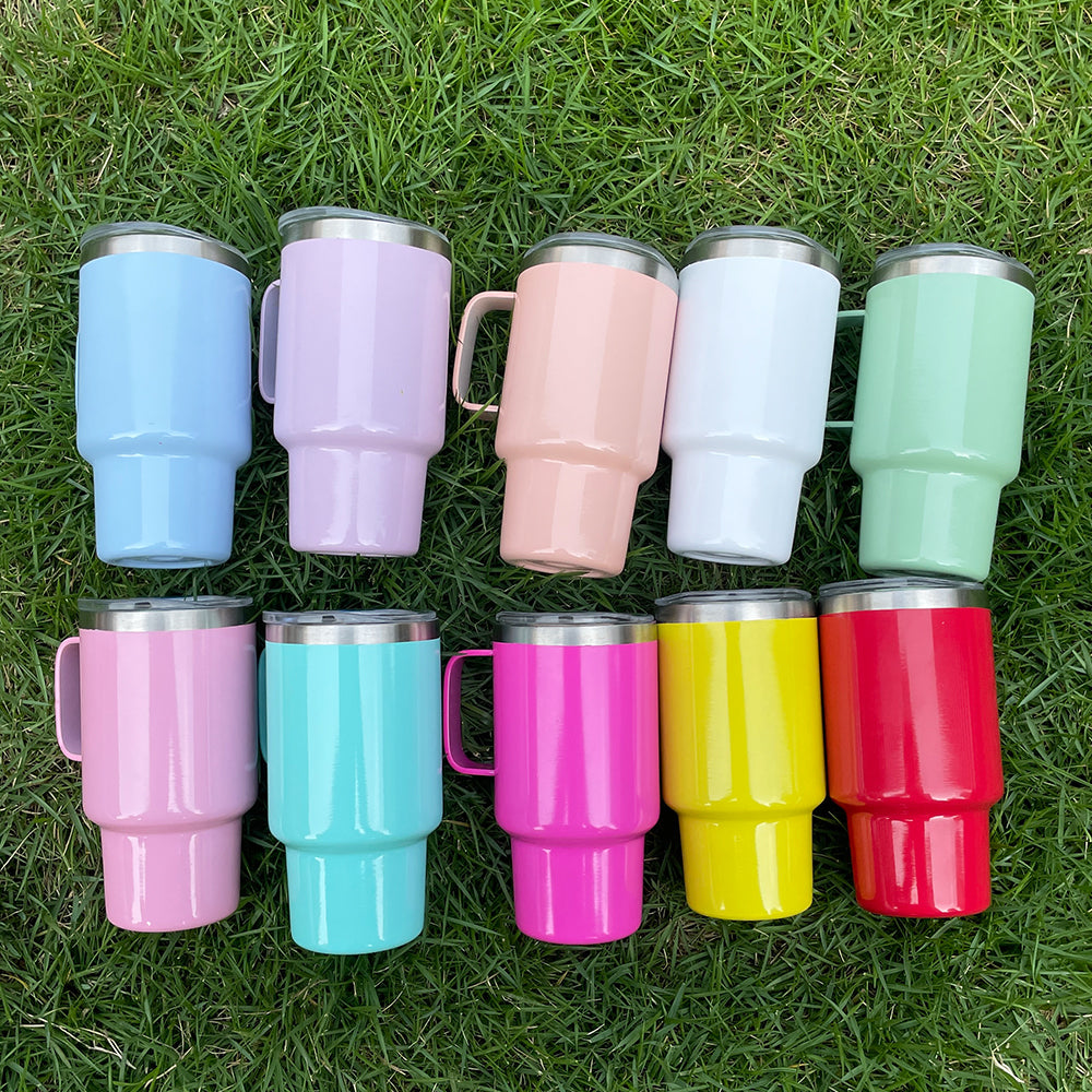 sublimation colored 3oz mini shot glass stainless steel with handle & metal straw,same shape as 40oz quencher tumbler_miki
