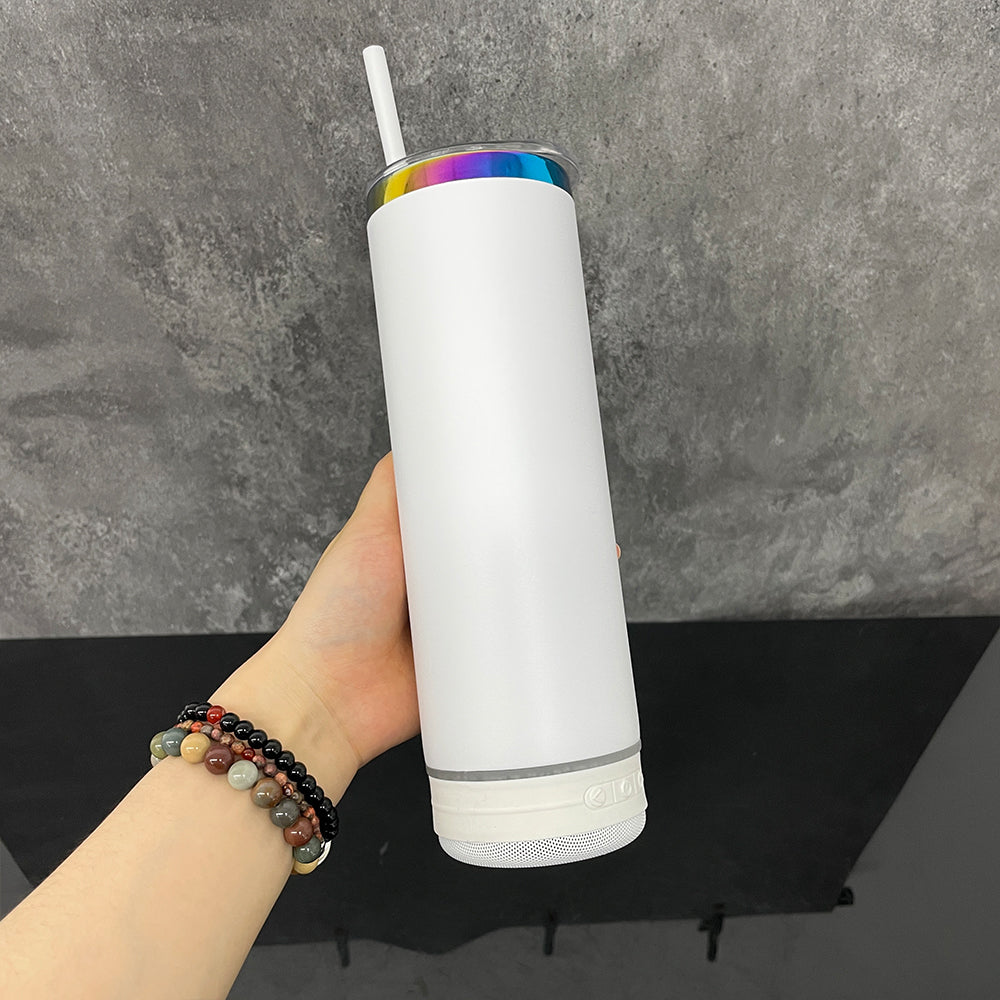 🌈🎵macaron color rainbow underneath 20oz Bluetooth speaker tumbler for engraving_miki