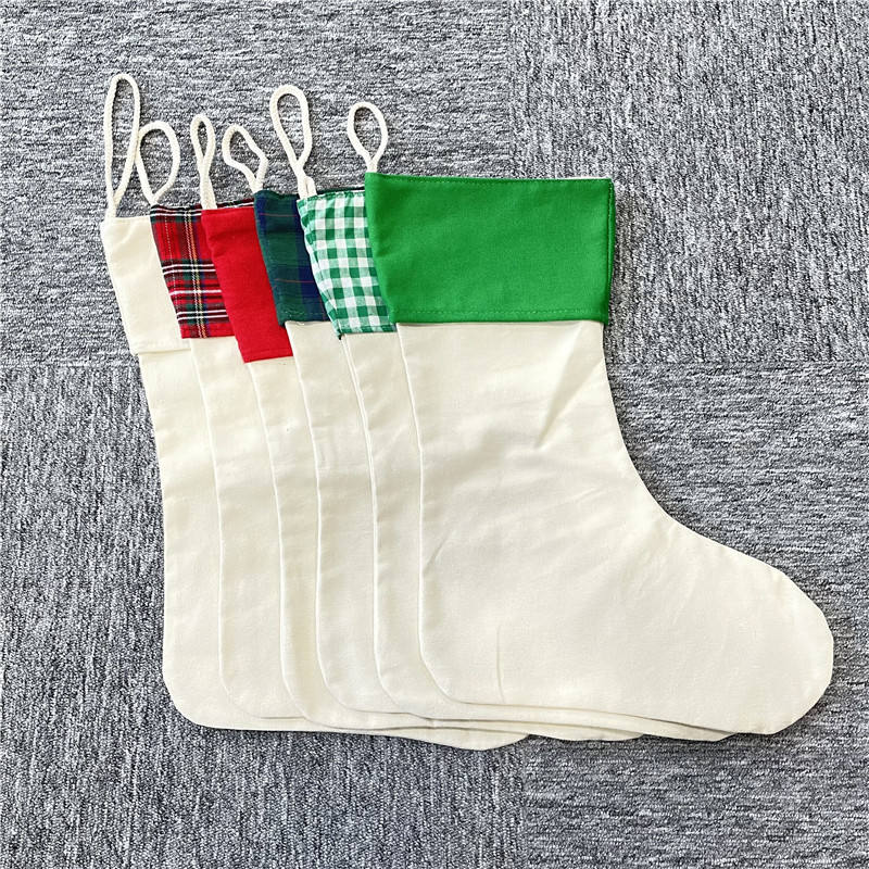 USA Presale_ White Blank Sublimation Polyester Canvas Xmas Hanging Stocking for Presents Decorations_ miki