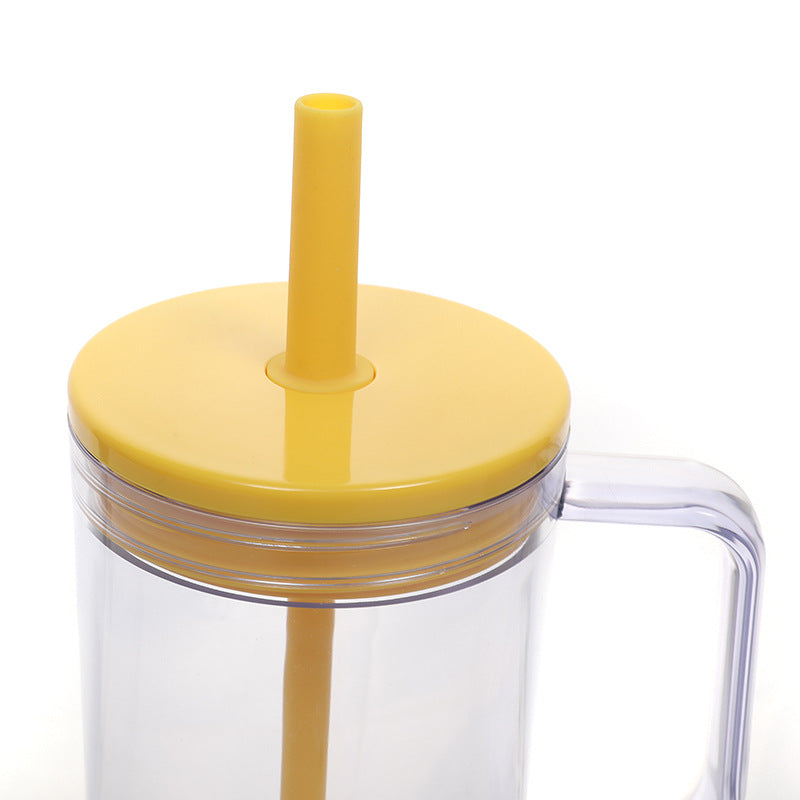 40oz Clear Plastic Tumbler with Handle, Colored Lid and Plastic Straw for UV DTF Wraps_ miki
