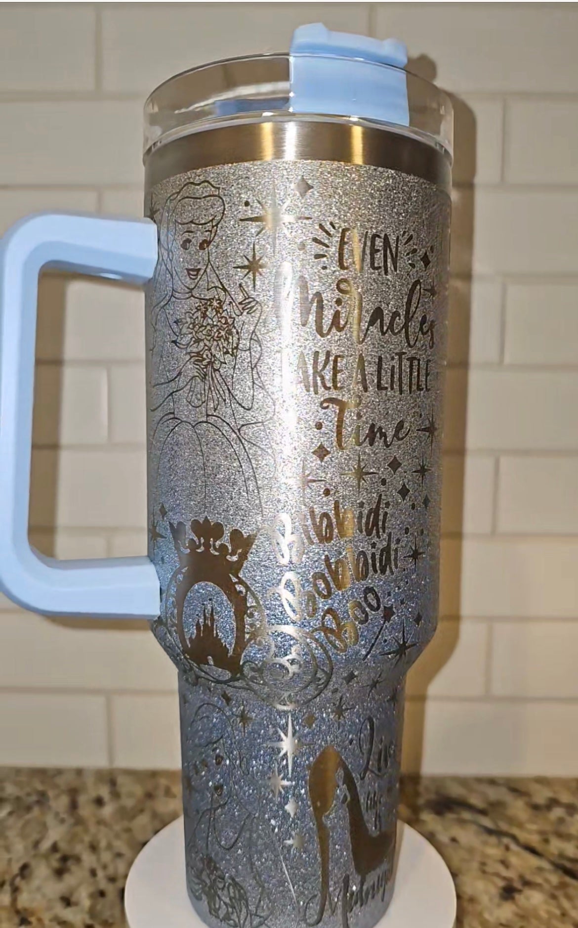 Powder coated rough glitter ombré sparkle 40oz quencher tumbler for lasher engraving_miki