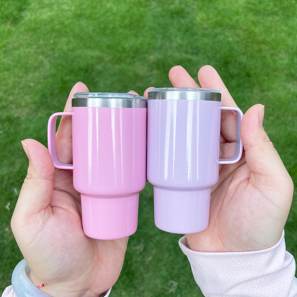 sublimation colored 3oz mini shot glass stainless steel with handle & metal straw,same shape as 40oz quencher tumbler_miki