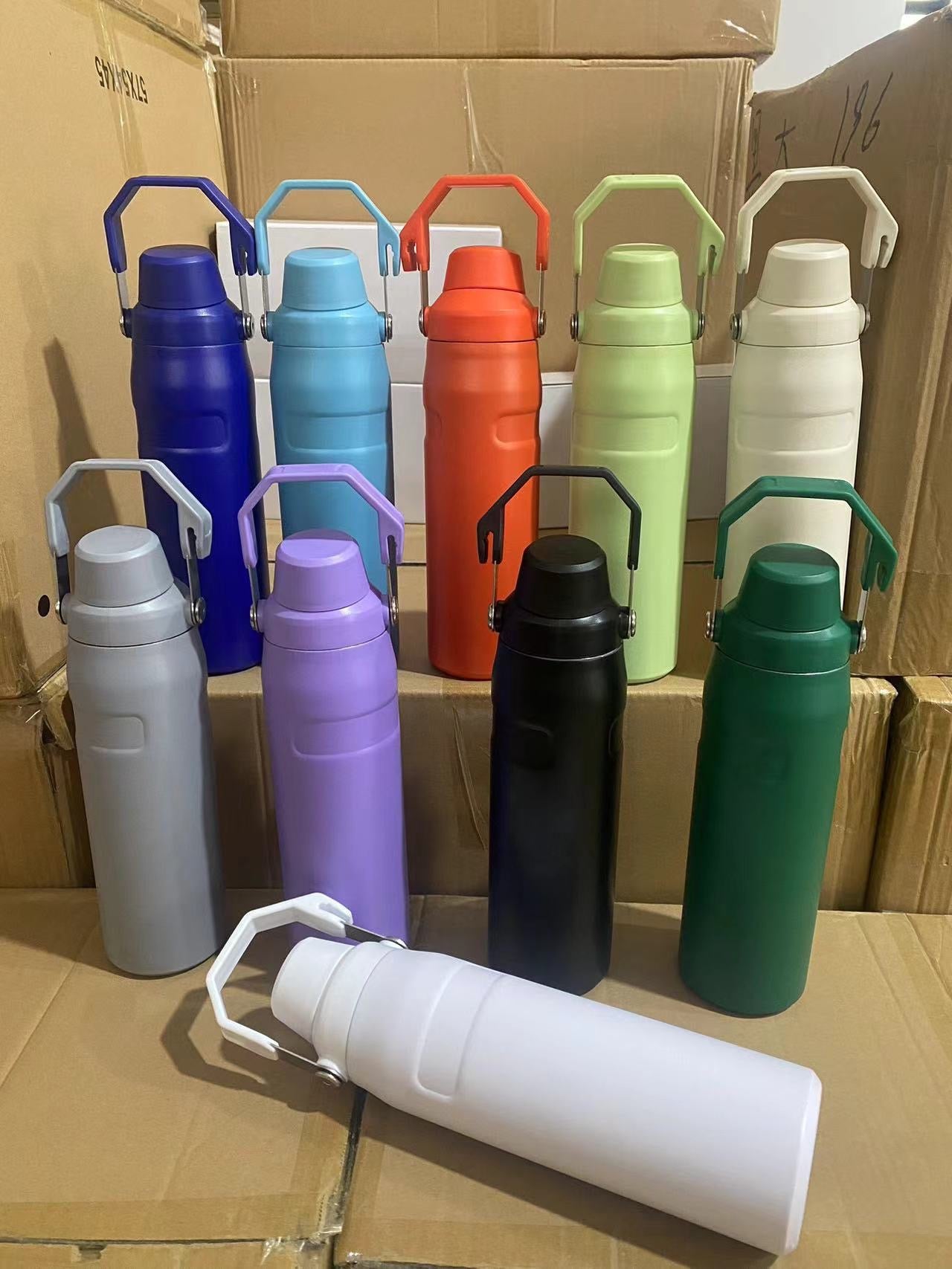 16oz 24oz 36oz powder coated stainless steel water bottle with flip straw_miki