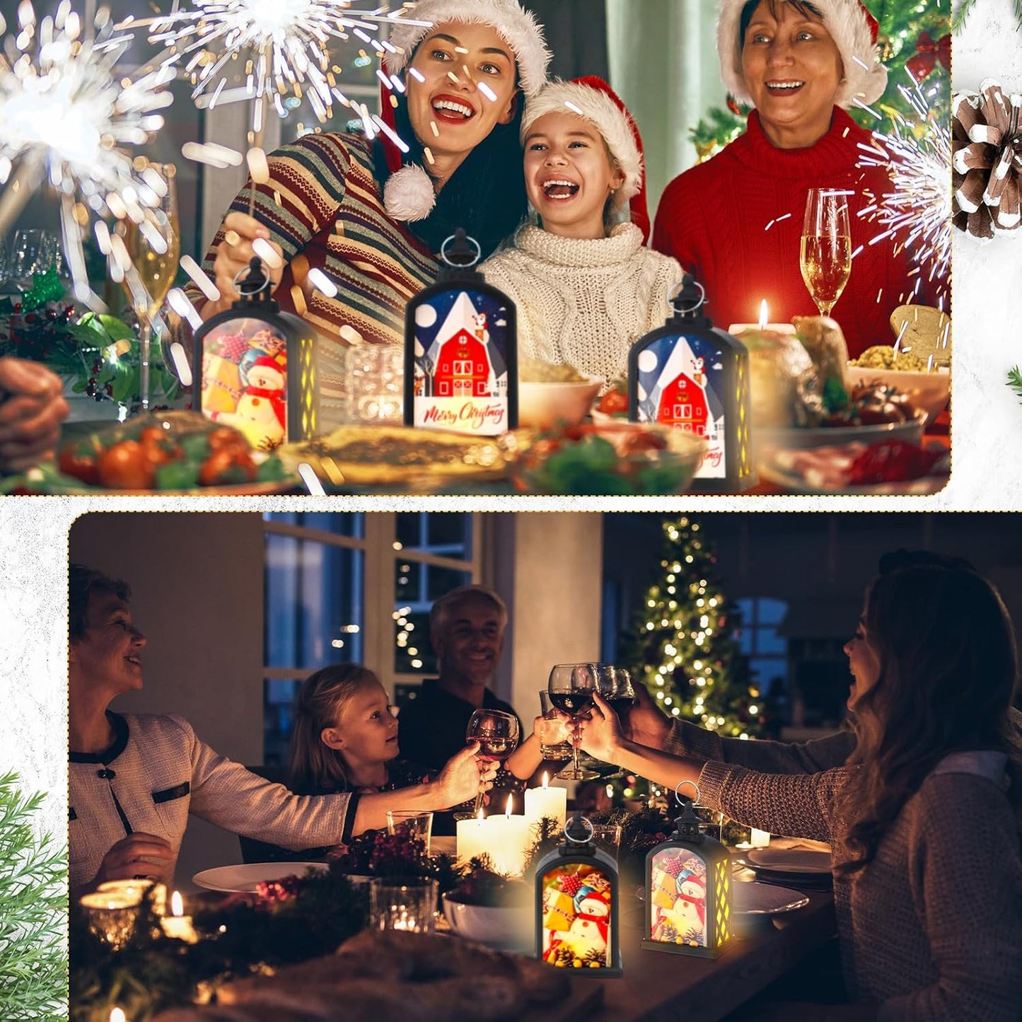 Blank Sublimation LED Lantern Light double side printable for Christmas Decoration_miki