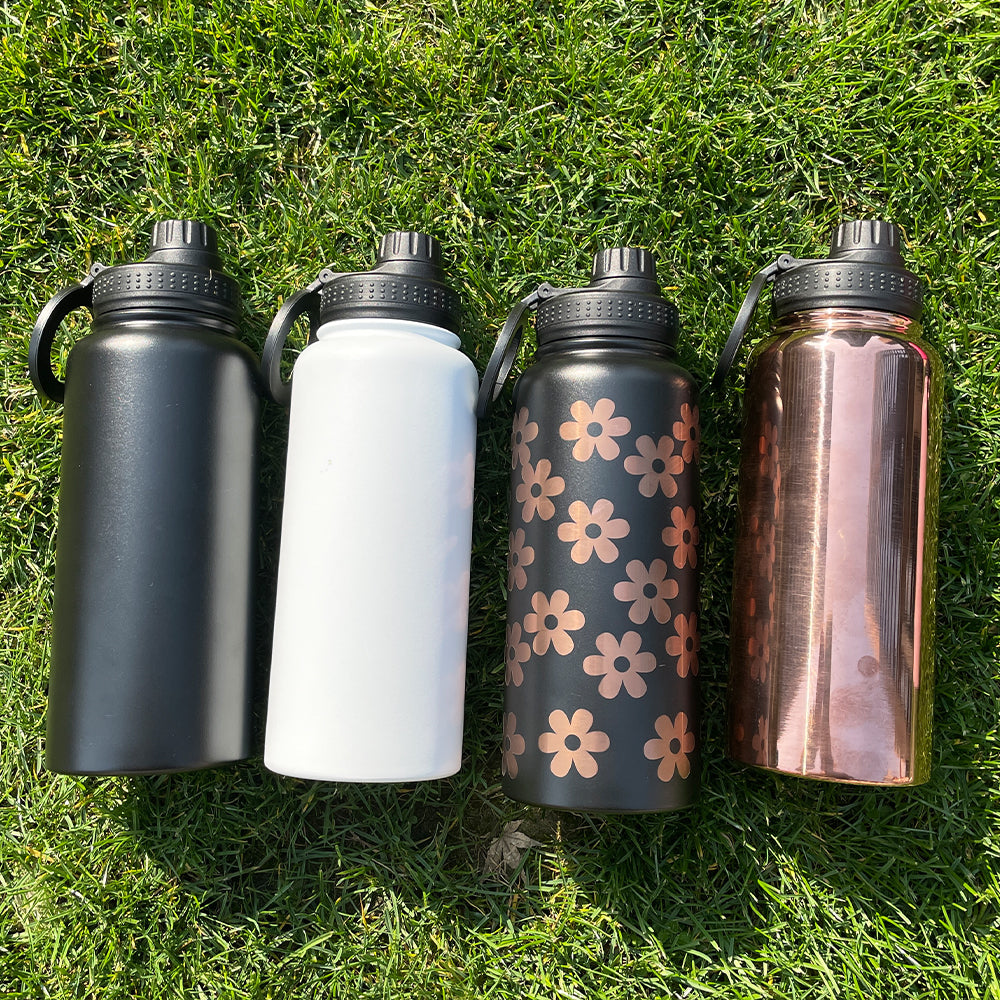 copper plated 32oz powder coated water bottle with magnetic lid and magnetic ring for engraving _miki