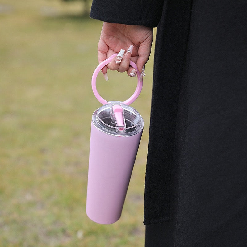 Powder Coated Flip Straw 24oz Stainless Steel Tumbler with Leak Proof Lid and Portable Handle for Laser Engraving_ miki