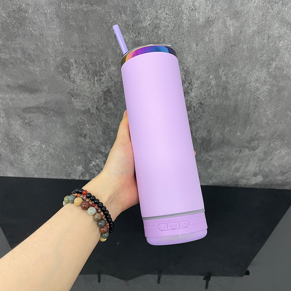 🌈🎵macaron color rainbow underneath 20oz Bluetooth speaker tumbler for engraving_miki