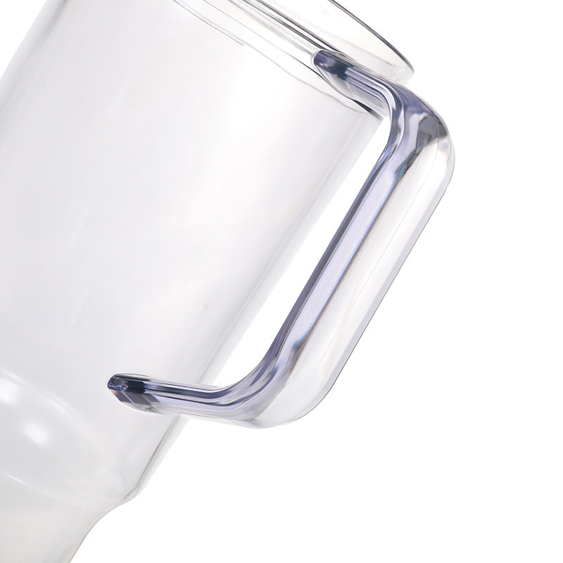 40oz Clear Plastic Tumbler with Handle, Colored Lid and Plastic Straw for UV DTF Wraps_ miki
