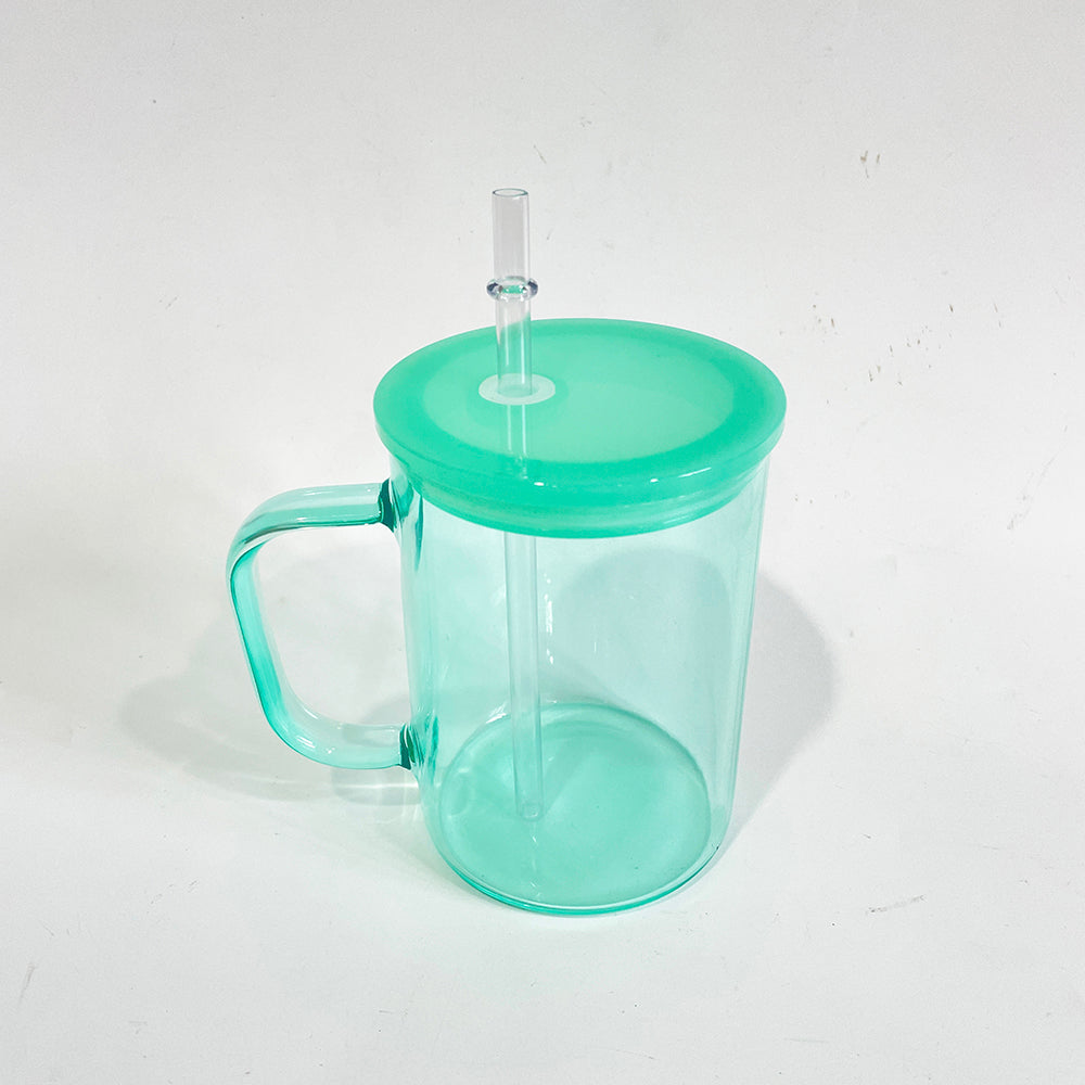 USA Presale_ Sublimation 17oz Jelly Glass Mugs with Handle and Colored Lid_ miki