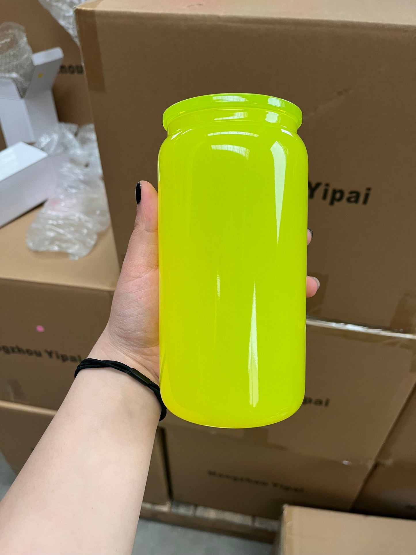 Sublimation 16oz Neon Colored Glass Can with Lid and Straw_ miki