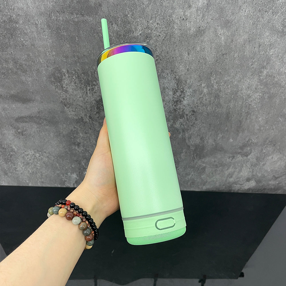 🌈🎵macaron color rainbow underneath 20oz Bluetooth speaker tumbler for engraving_miki