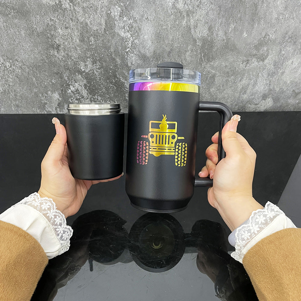 USA Presale_ Rainbow Plated H2.0 40oz Quencher Tumbler with Removal Handle and Hidden Storage Compartment for Laser Engraving_ miki