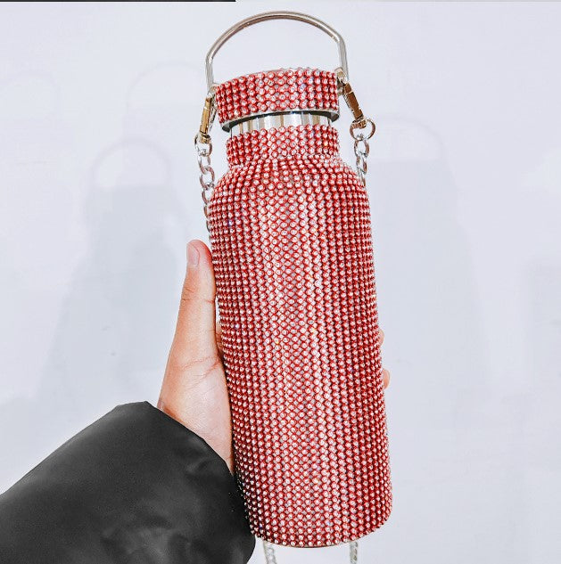 17oz 12oz rhinestone bling water bottles with lid and chain_miki