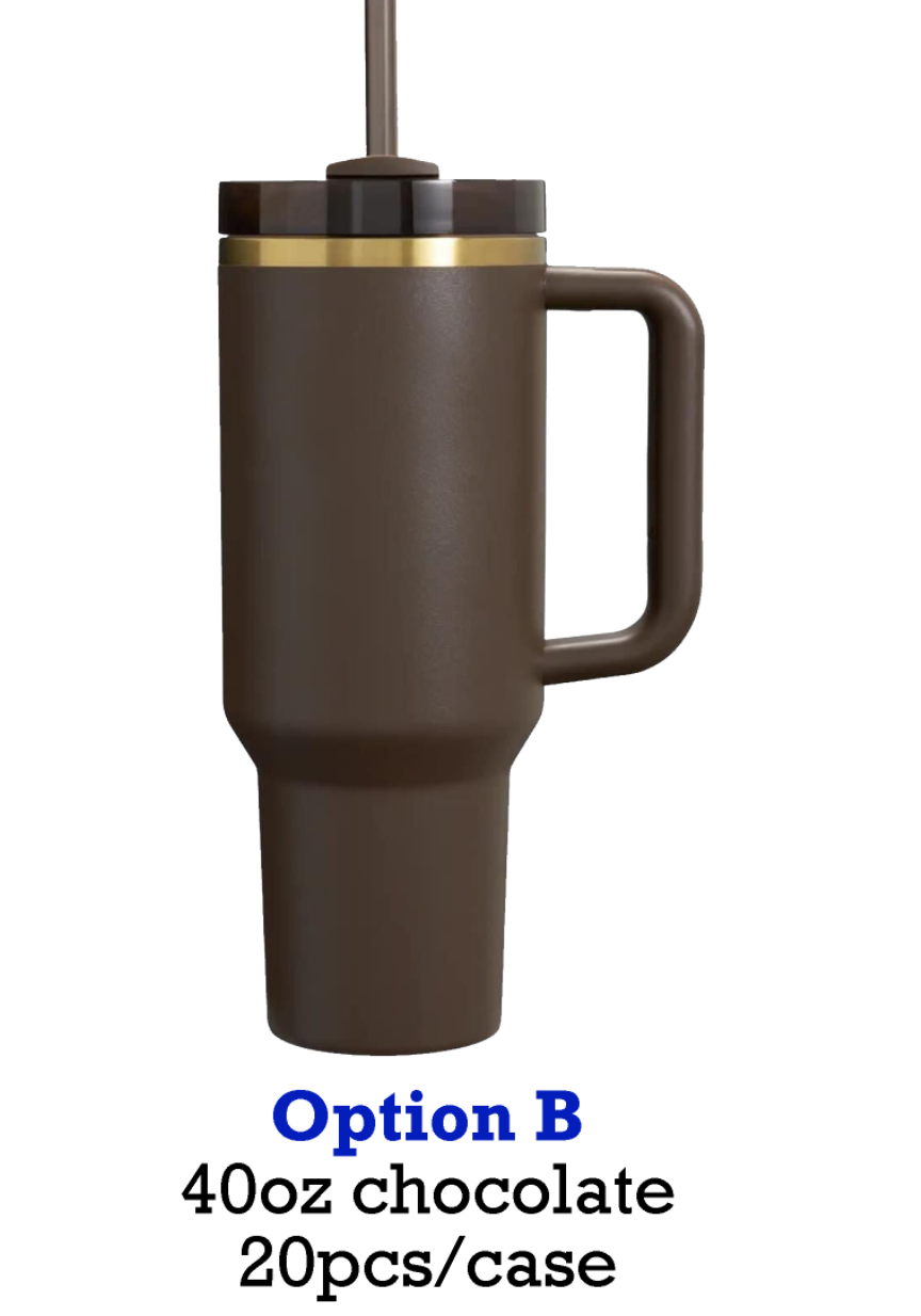 🍫chocolate powder coated mirror gold plated 40oz quencher tumbler for laser engraving _miki