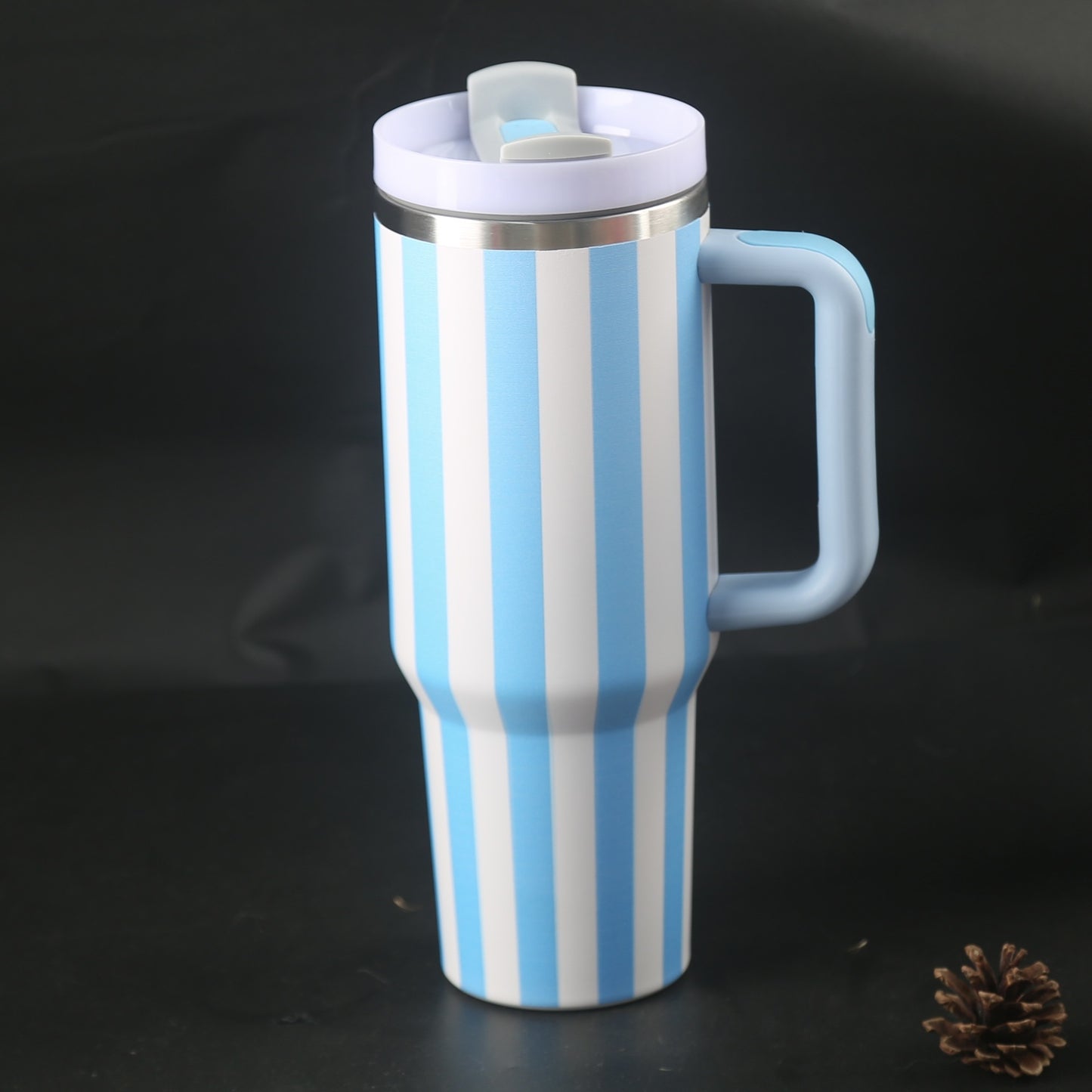 Striped 40oz Stainless Steel Quencher Tumblers with Lid and Removable Handle_ miki