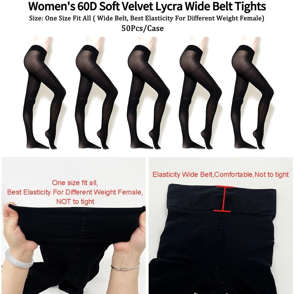 Women's 60D Soft Velvet Lycra Wide Belt Tights _miki