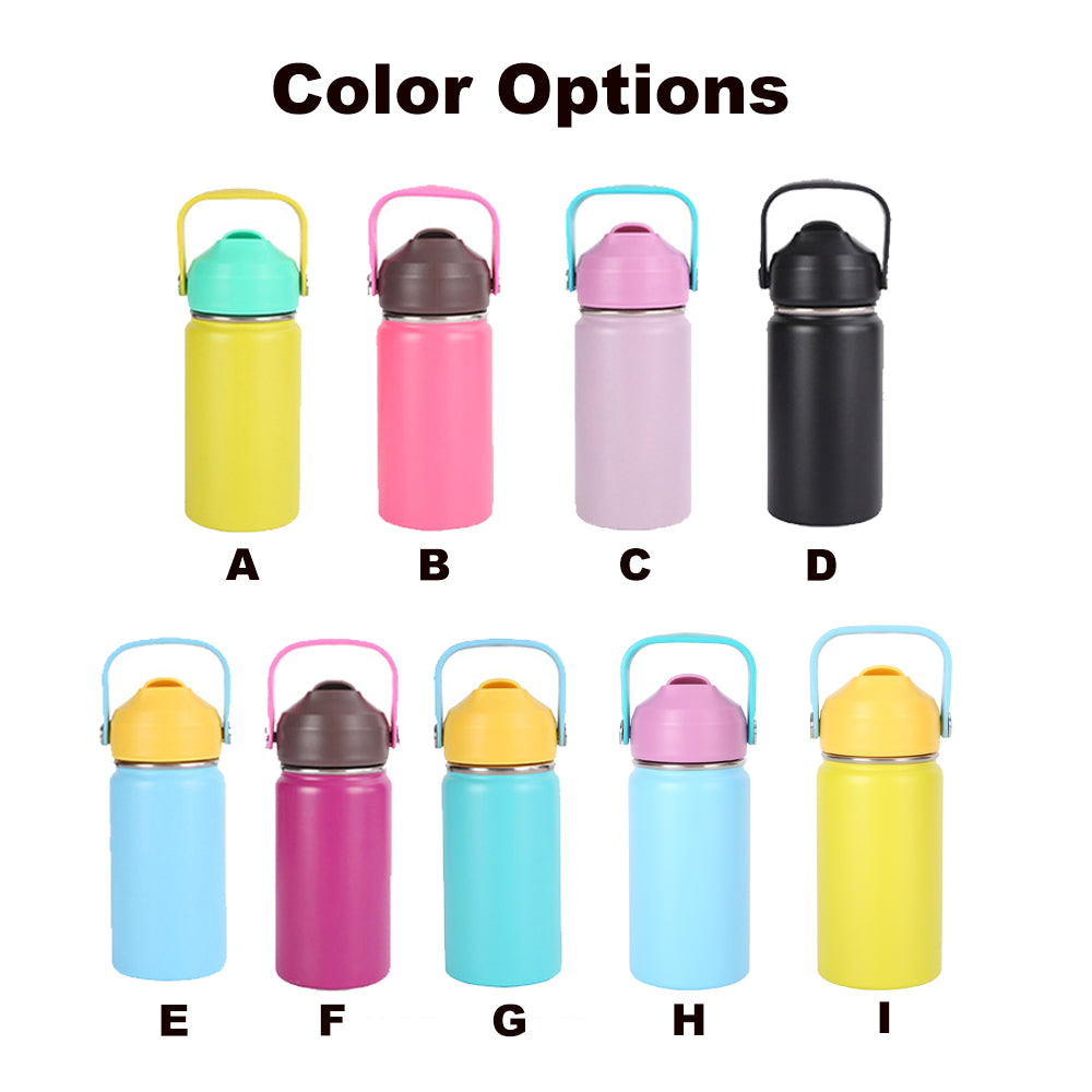 Powder Coated 12oz-40oz Water Bottles with Flip Straw and Top Handle For Laser Engraving_ miki