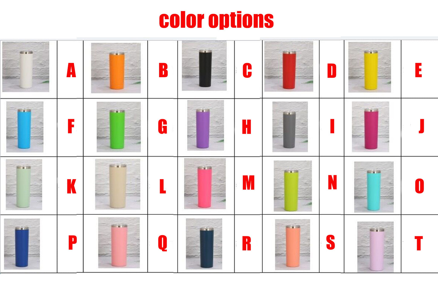 powder coated 20oz straight skinny tumbler with lid and straw regular color for engraving_miki
