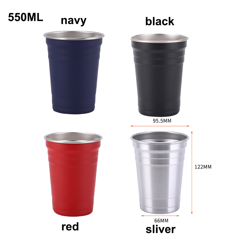 Matte Colored 550ml Stainless Steel Party Cups 18oz Pint Cup Premium Metal Stackable Cup for Laser Engraving_miki