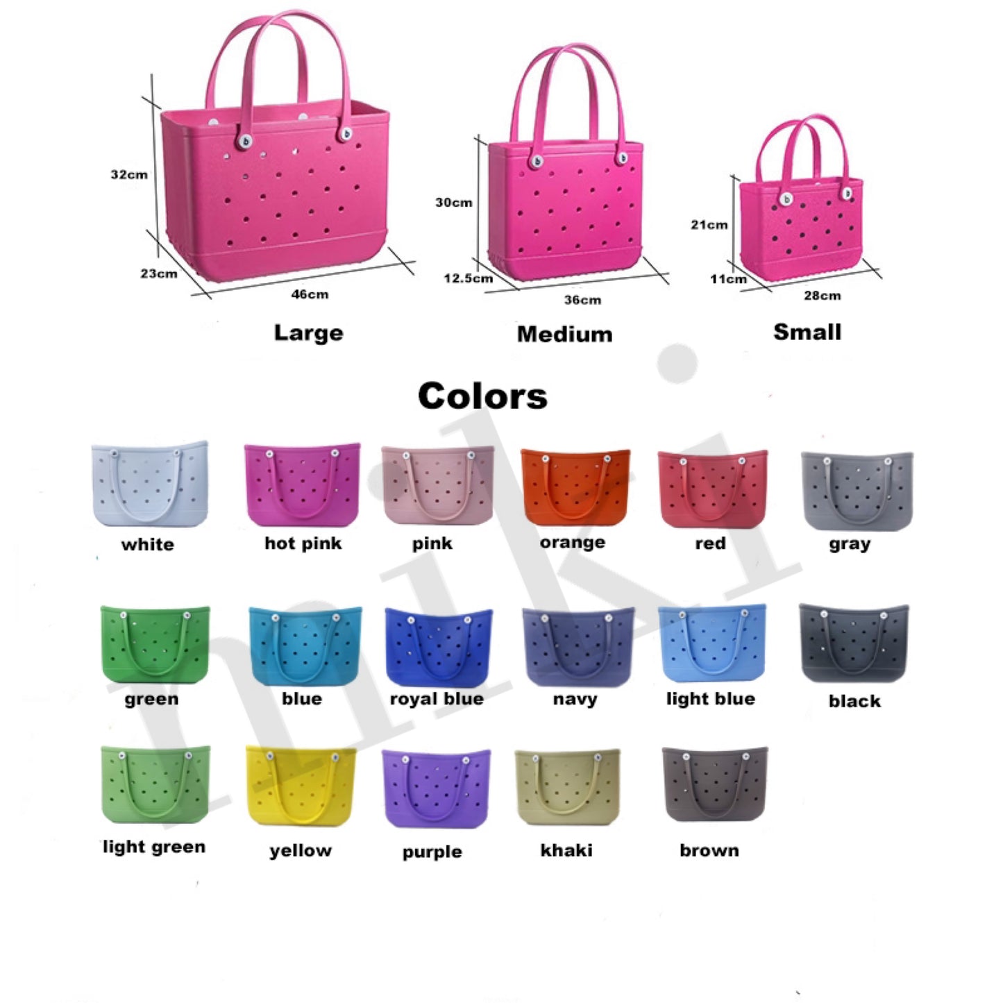 EVA Waterproof Beach Tote Bag Washable Durable Rubber Travel Handbag for Sports Gym Travel Market Outdoor_miki