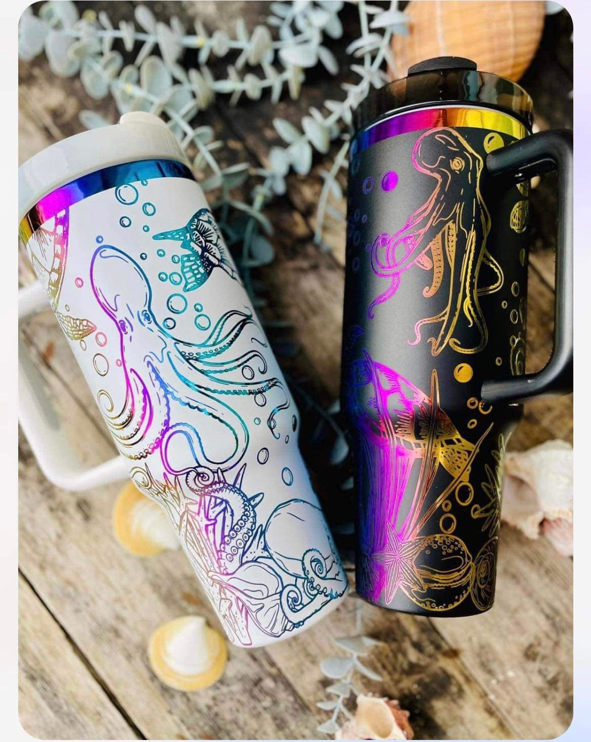 Rainbow Plated 30oz 40oz Powder Coated Quencher Tumblers With Removal Handle And Plastic Straw For Laser Engraving_ miki