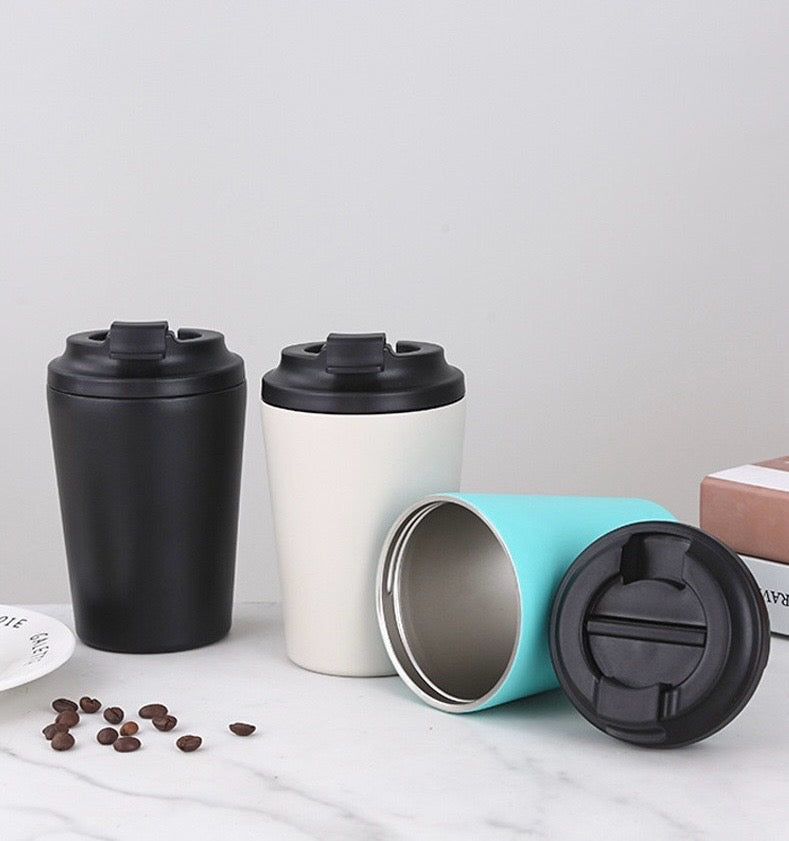 powder coated 8oz 12oz double walled vacuum insulated coffee mugs with Spill Proof lid _miki