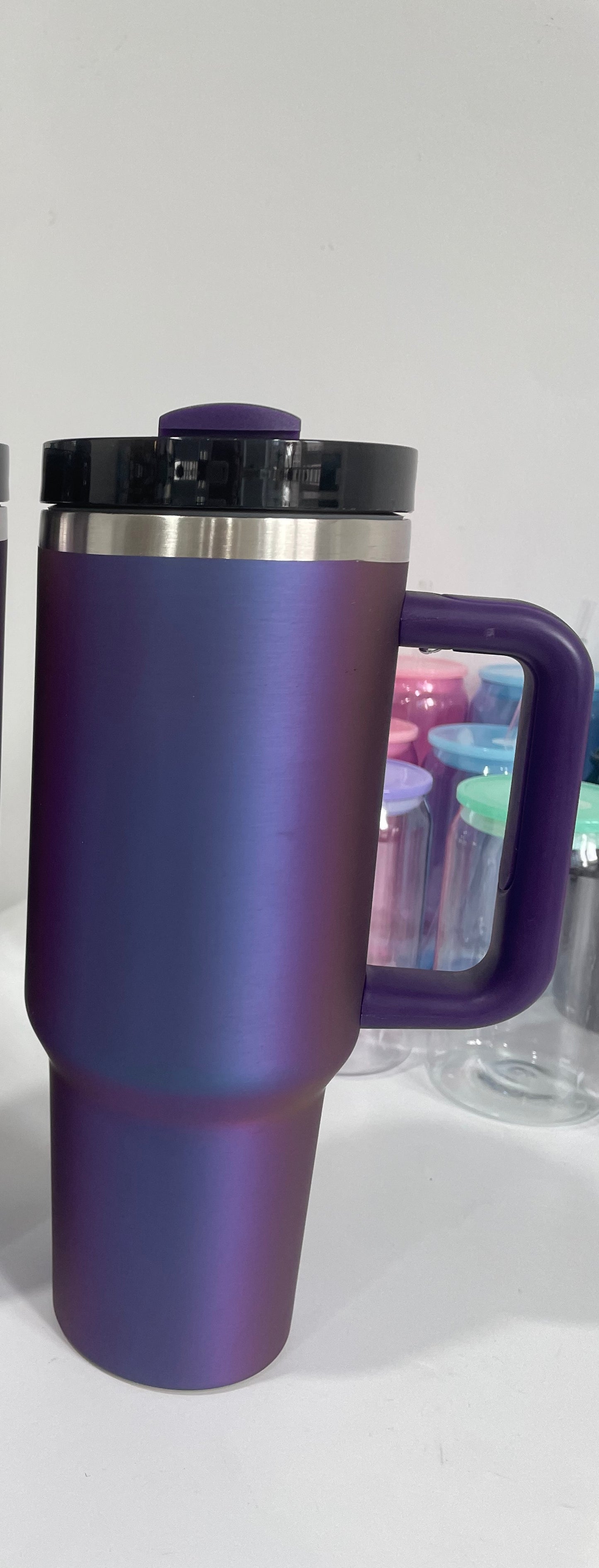 🔥40oz H2.0 ion plating rubber paint blue-violet ombre tumblers for laser engraving_miki