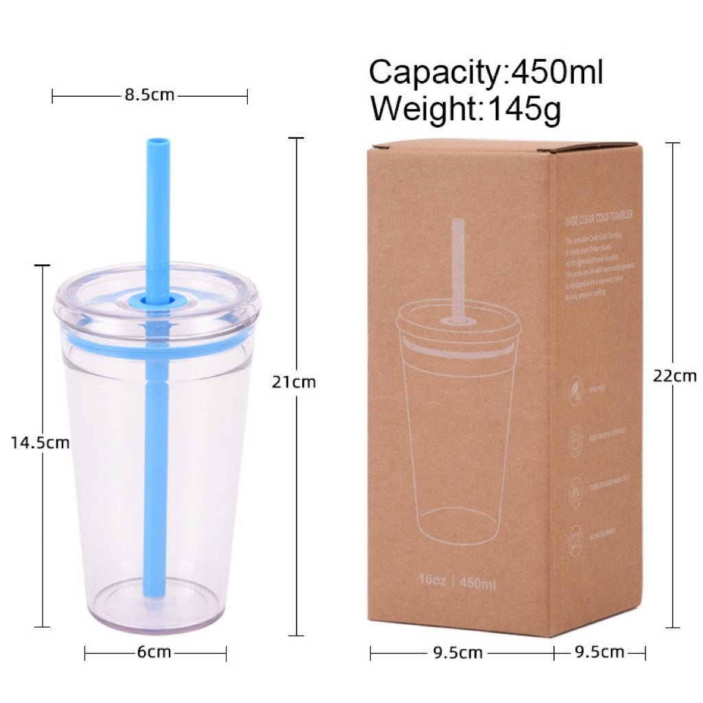 16oz Tritan acrylic plastic cups with lid, straw, straw cleaner for UV DTF wraps_ miki
