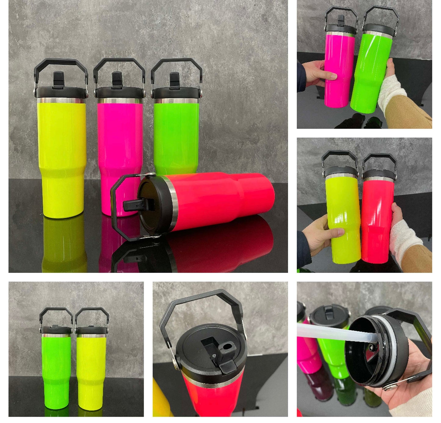 blank sublimation neon colors 30oz flip straw water bottle_miki