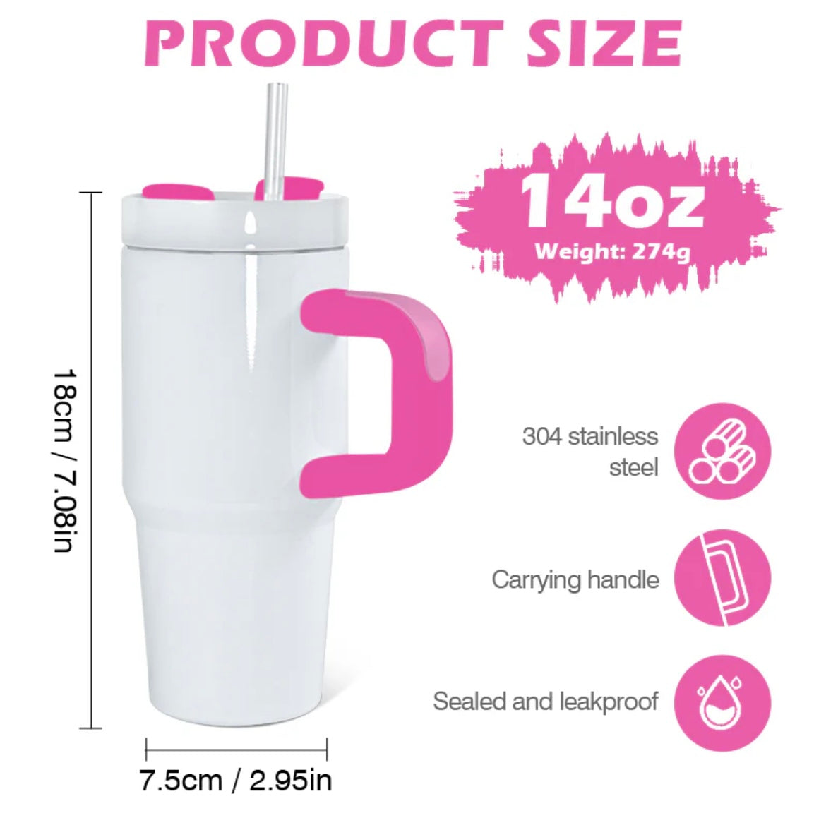 Stanley style sublimation 14oz baby tumbler with lid and straw_miki