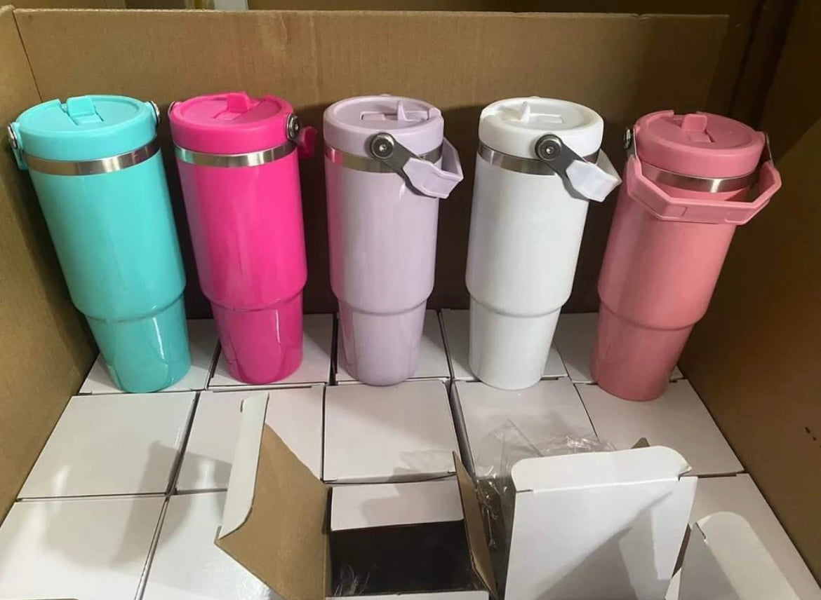 sublimation glossy colored 30oz flip straw water bottle_miki