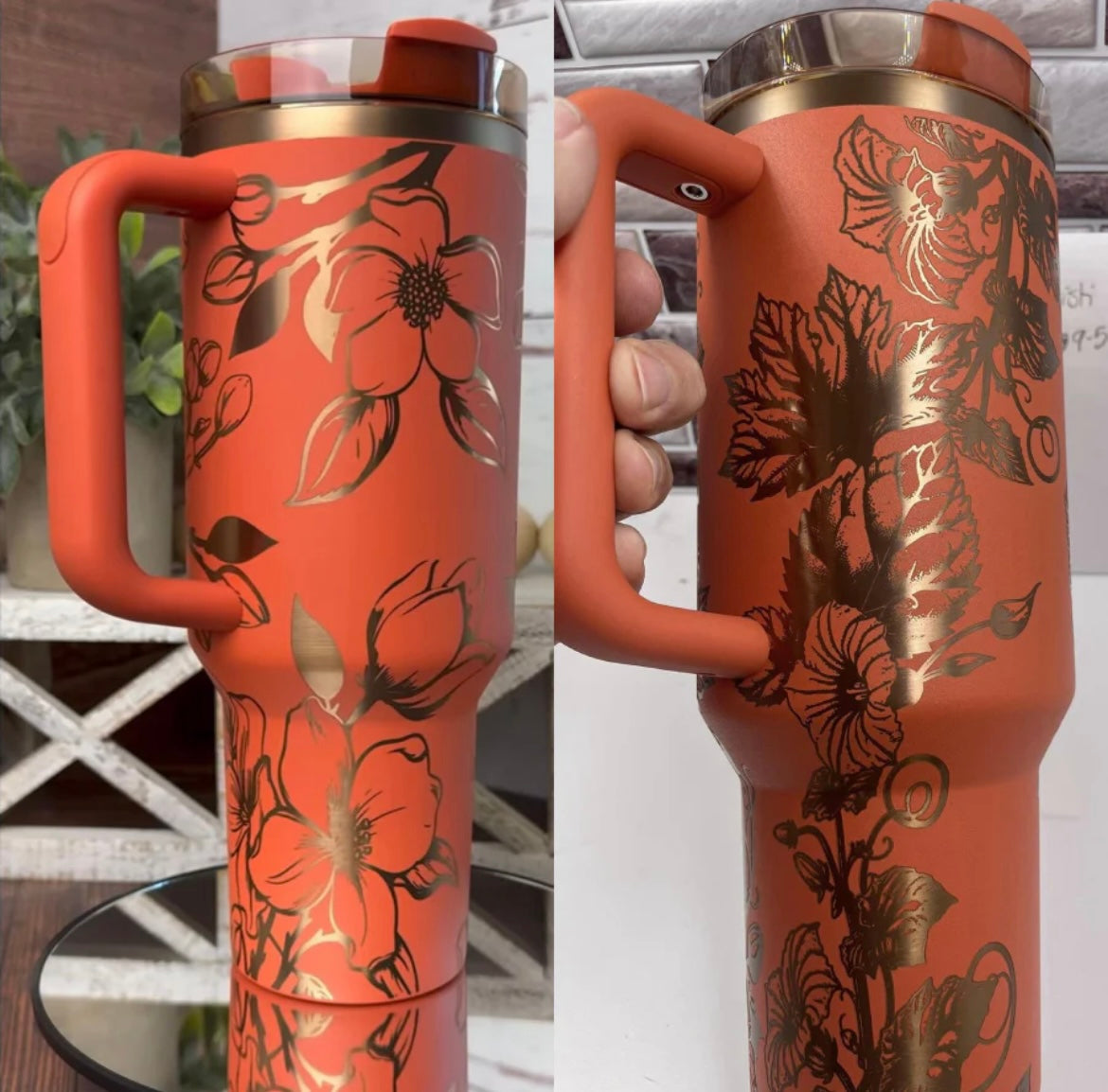 USA RTS_ Copper Plated Maple Leaf Red Powder Coated H2.0 40oz Quencher Tumbler For Laser Engraving_miki