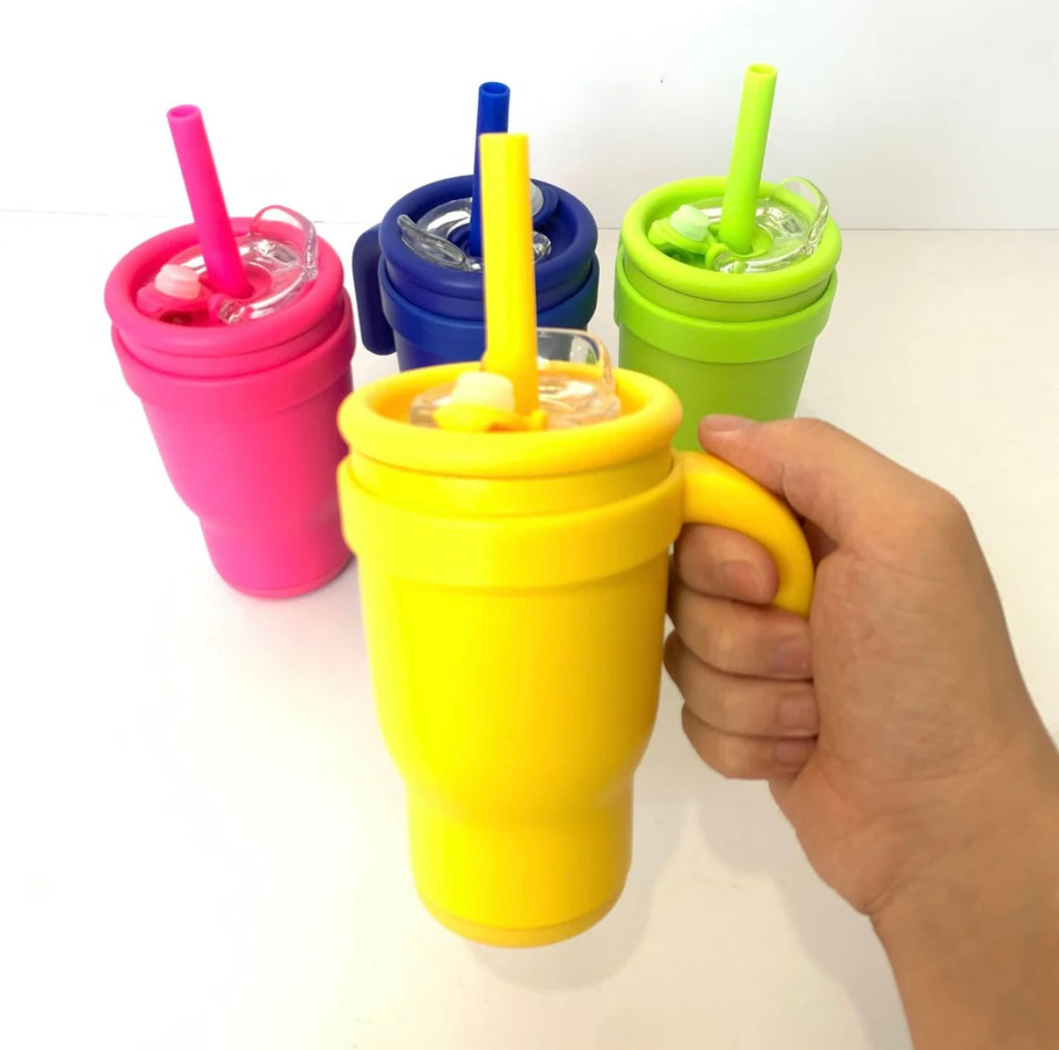 Colored 14oz kids leak proof tumblers with handle for laser engraving_miki
