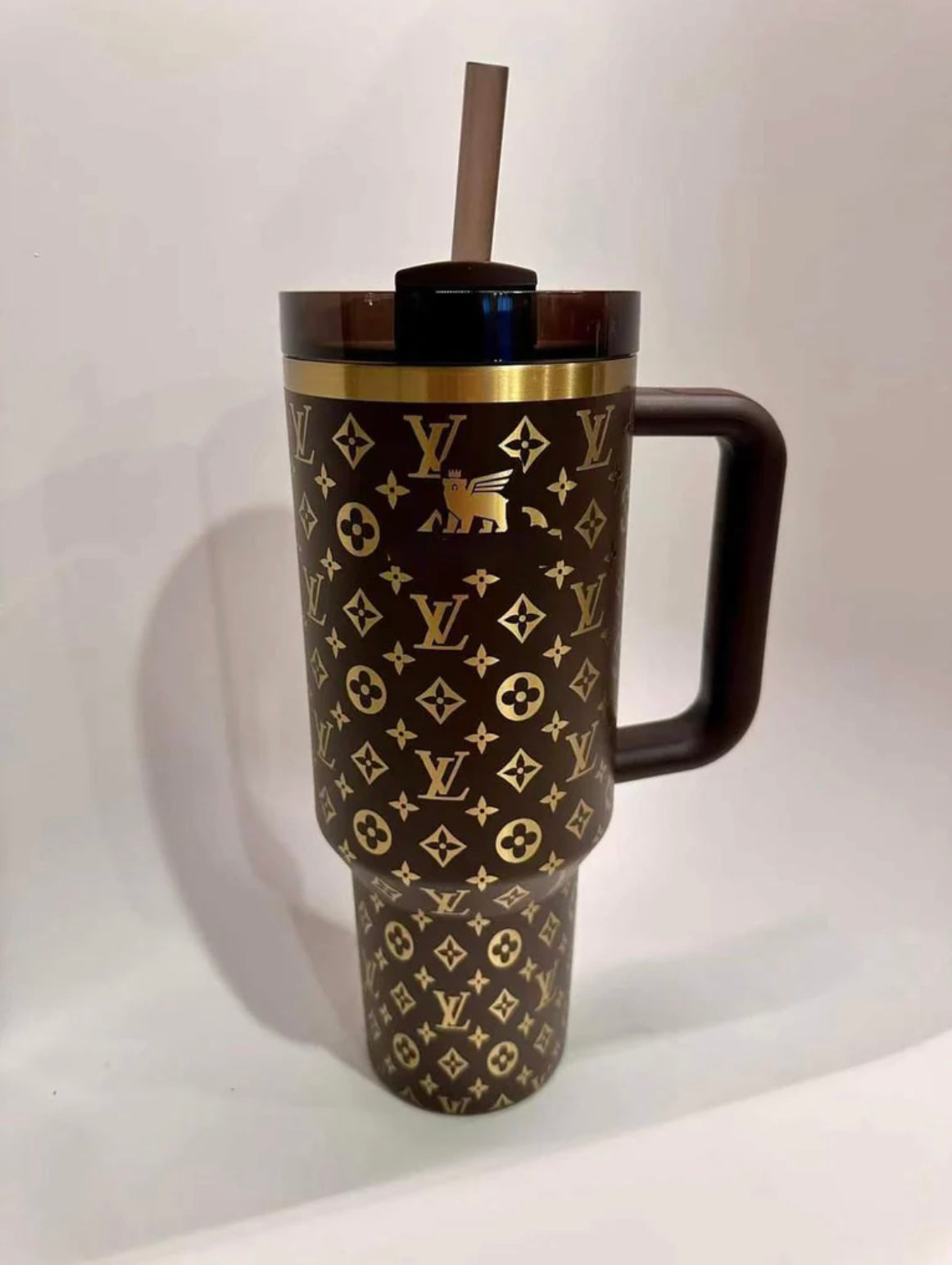 🍫chocolate powder coated mirror gold plated 40oz quencher tumbler for laser engraving _miki