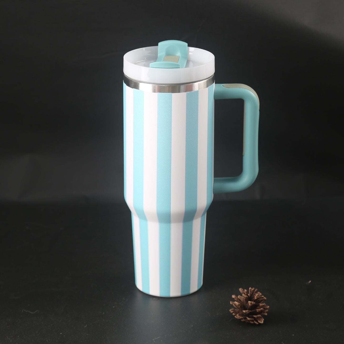 Striped 40oz Stainless Steel Quencher Tumblers with Lid and Removable Handle_ miki