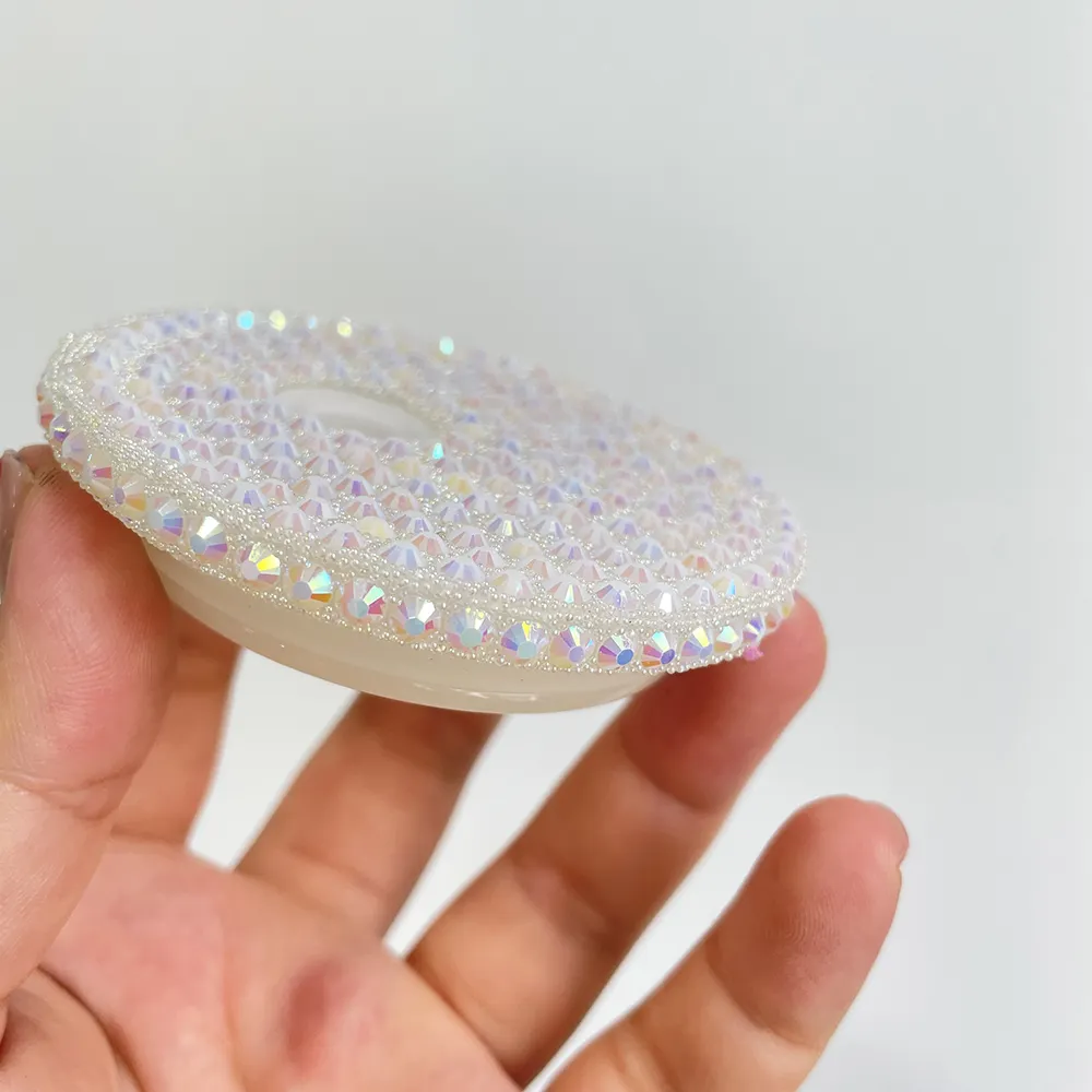 customized bling rhinestone colored plastic lids with straw hole for glass cans and plastic cans_miki