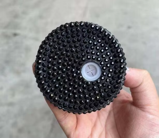 customized bling rhinestone colored plastic lids with straw hole for glass cans and plastic cans_miki