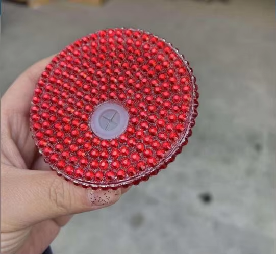 customized bling rhinestone colored plastic lids with straw hole for glass cans and plastic cans_miki