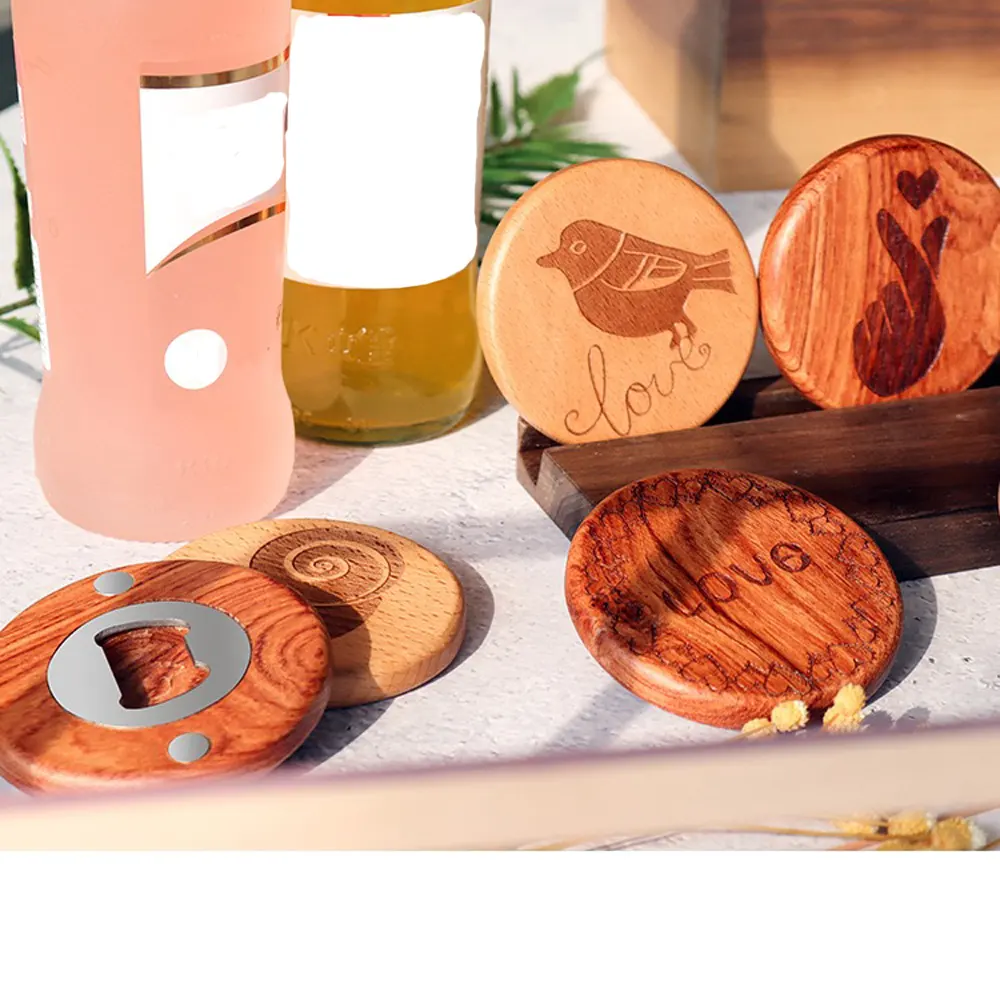 Blank Magnetic Walnut Wood Beer Bottle Opener For Laser Engraving_miki