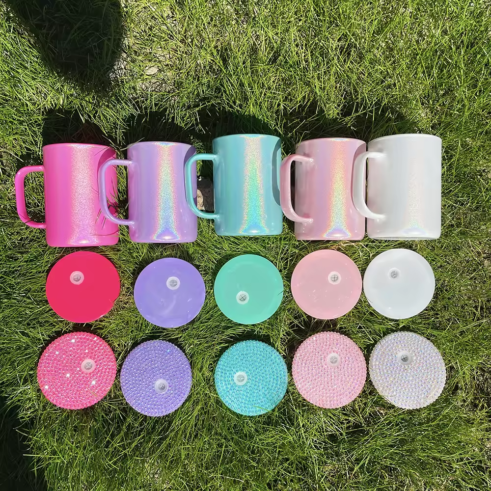 USA RTS_ sublimation 17oz shimmer glass mug with straw and colored pp lids _miki