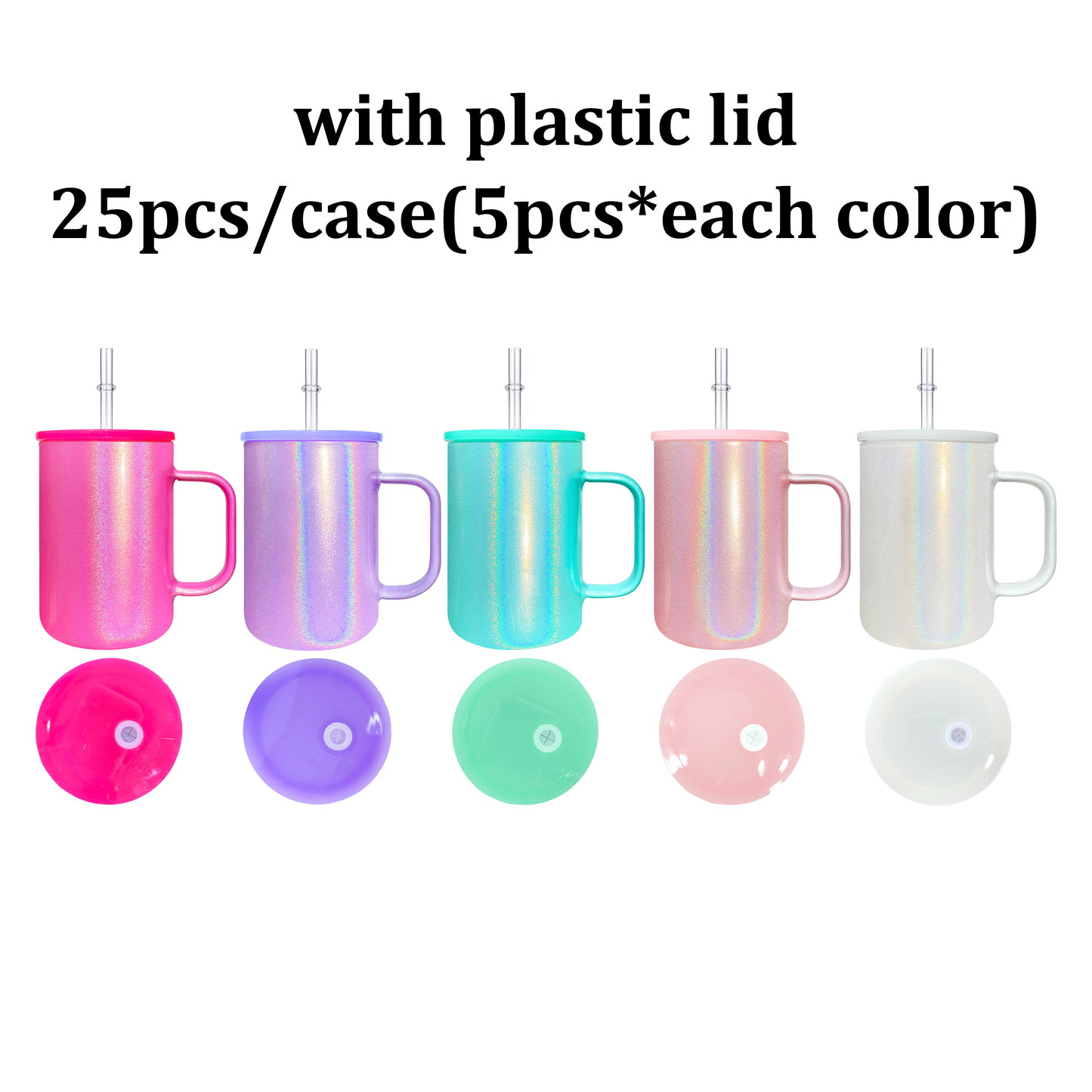 USA RTS_ sublimation 17oz shimmer glass mug with straw and colored pp lids _miki