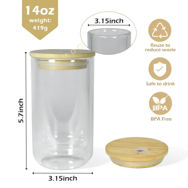 Egg Shaped 14oz Double Walled Glass Snow Globe Wine Tumbler with Bamboo Lid for Sublimation and UV DTF Wraps_ miki