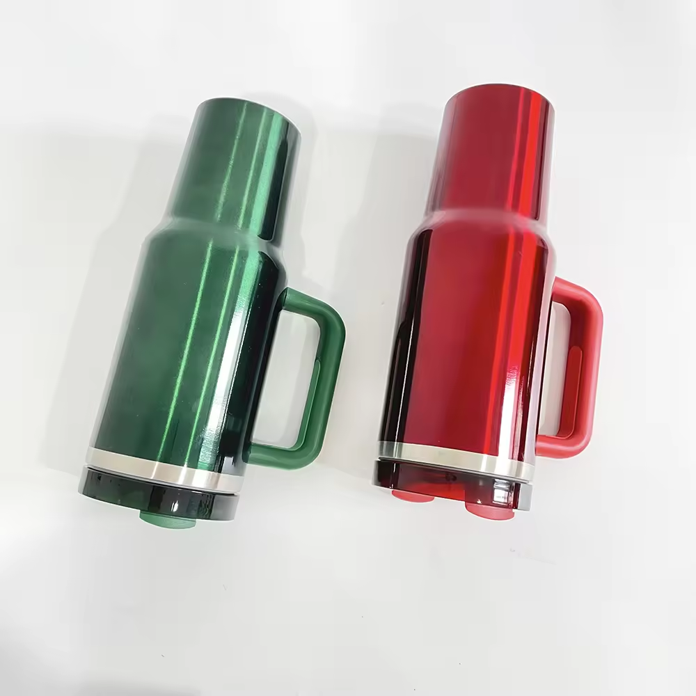 USA Pre-sale Starbucks & Stanley alliance sublimation red green Metallic 40oz Christmas quencher tumbler with handle,lid and straw_miki