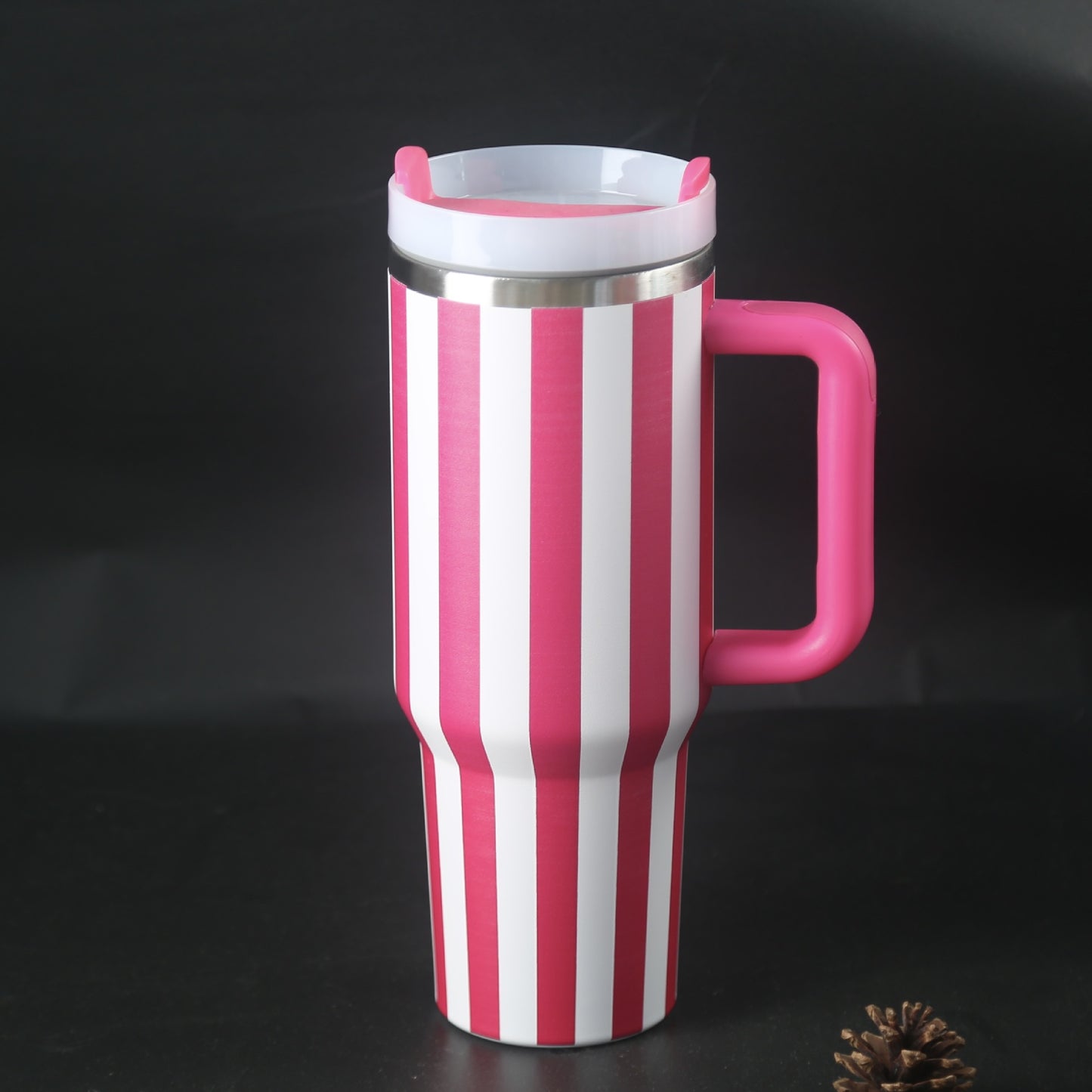Striped 40oz Stainless Steel Quencher Tumblers with Lid and Removable Handle_ miki